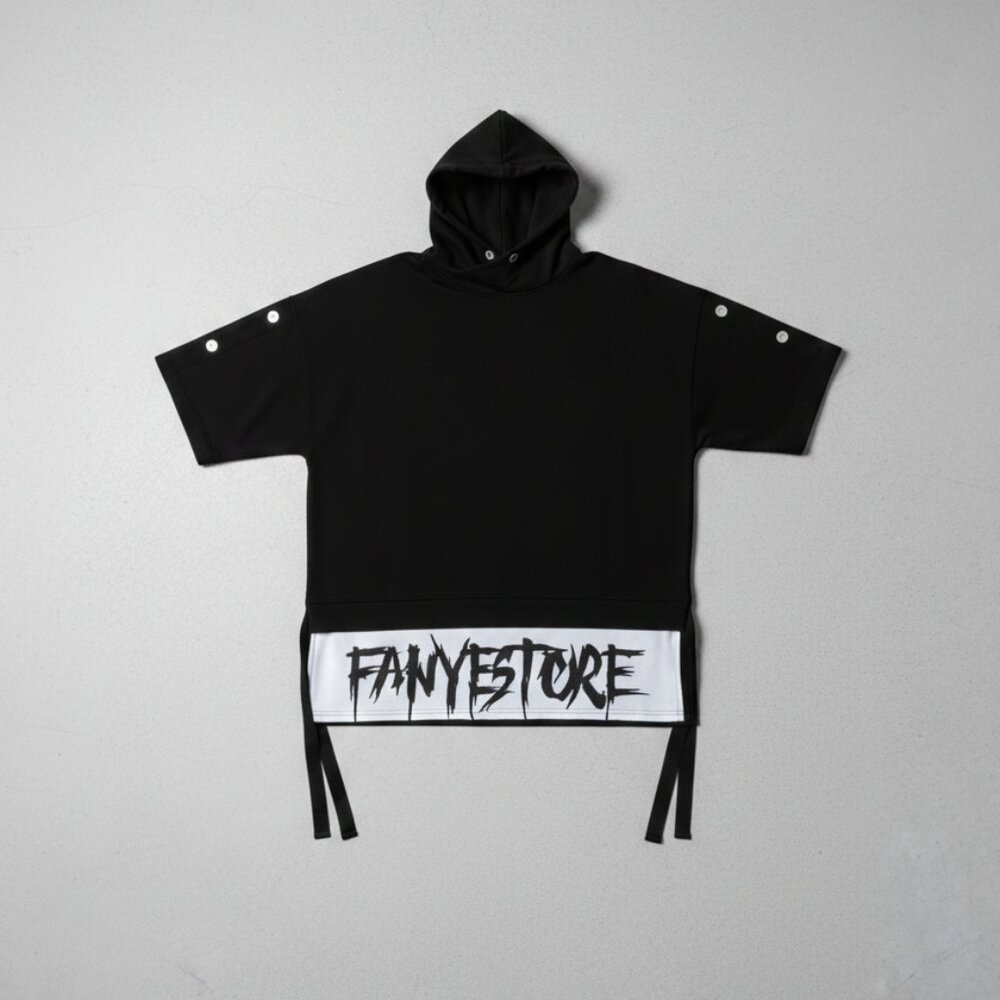 Black Streetwear Drop shoulder Tee